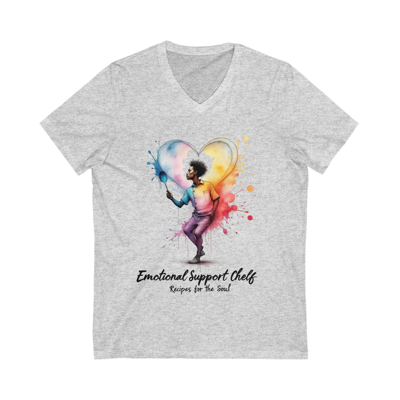 Emotional Support Chef V-Neck Tee | Inspirational Shirt for Mood Lovers